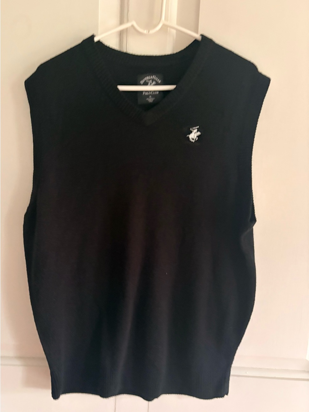 Vintage Beverly Hills Polo Club Knit Sweater Vest Black V-Neck Mens XL